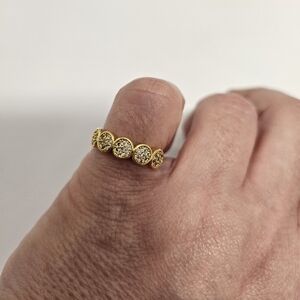 Gold Tone Pave Disc Band Ring - Women Jewelry